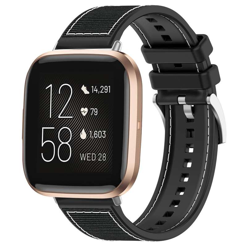 For Fitbit Versa 2/Versa/Versa Lite 20mm xDfind Hybrid Nylon Braid Silicone Watch Band(Midnight Blue