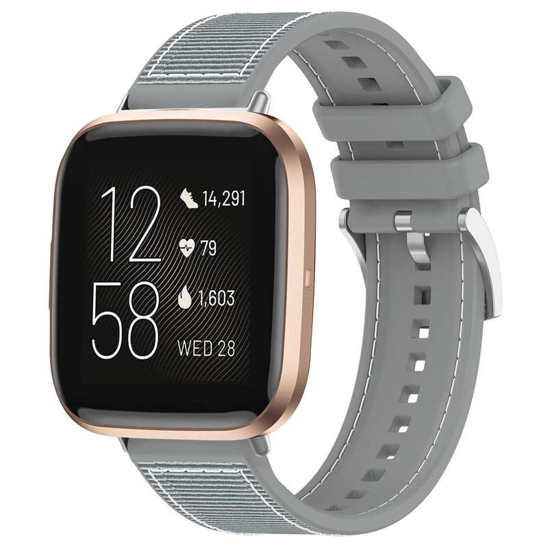 For Fitbit Versa 2/Versa/Versa Lite 20mm xDfind Hybrid Nylon Braid Silicone Watch Band(Midnight Blue
