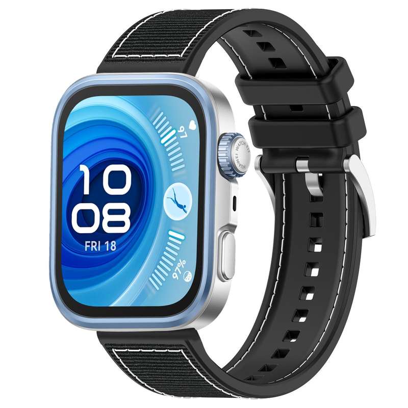 For Huawei Watch Fit4 / Fit3 / Fit4 Pro 20mm xDfind Hybrid Nylon Braid Silicone Watch Band(Midnight