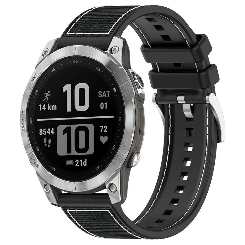 For Garmin Fenix 8/7/6/5 22mm xDfind Hybrid Nylon Braid Silicone Watch Band(Midnight Blue)