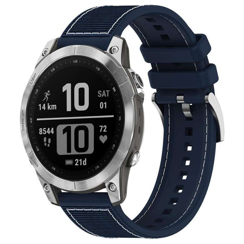 For Garmin Fenix 8/7/6/5 22mm xDfind Hybrid Nylon Braid Silicone Watch Band(Midnight Blue)