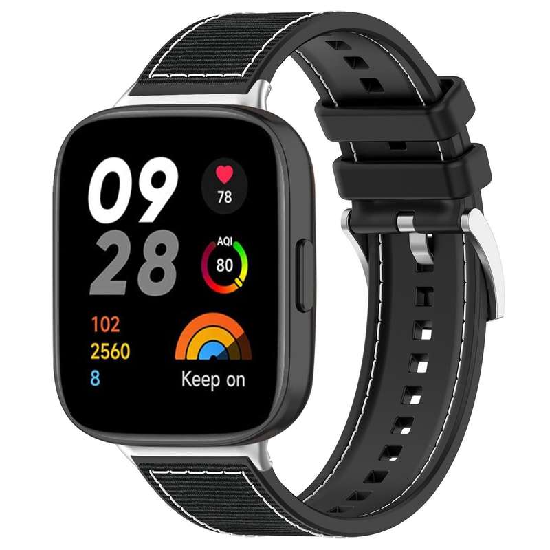 For Redmi Watch 3 20mm xDfind Hybrid Nylon Braid Silicone Watch Band(Midnight Blue)
