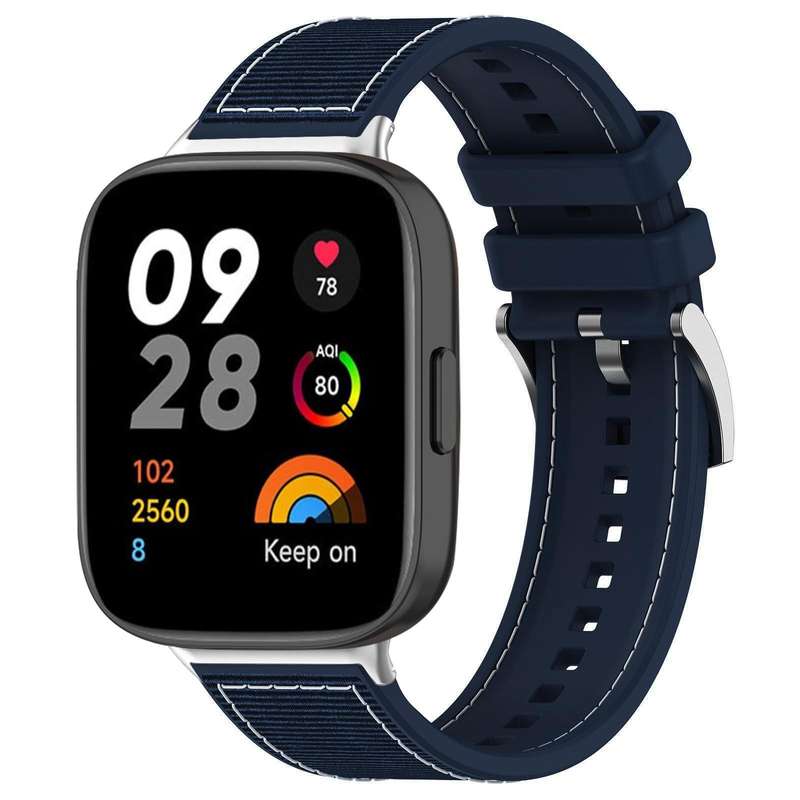 For Redmi Watch 3 20mm xDfind Hybrid Nylon Braid Silicone Watch Band(Midnight Blue)