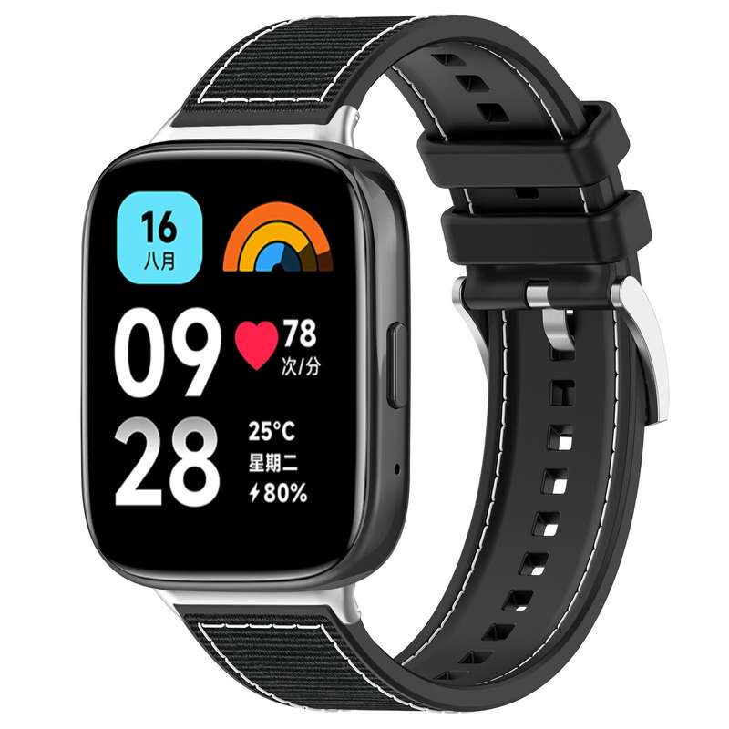 For Redmi Watch 3 Active/Watch 3 Lite 20mm xDfind Hybrid Nylon Braid Silicone Watch Band(Midnight Bl