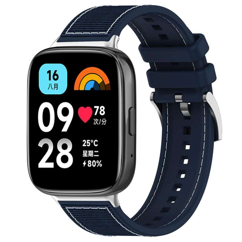 For Redmi Watch 3 Active/Watch 3 Lite 20mm xDfind Hybrid Nylon Braid Silicone Watch Band(Midnight Bl