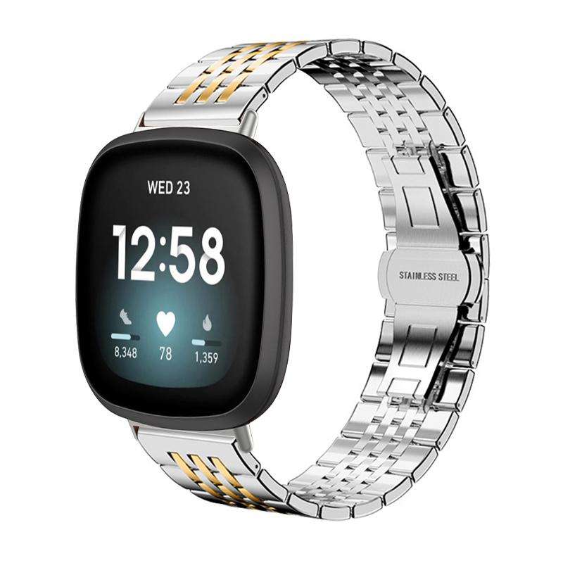 For Fitbit Versa 4 / 3 / Sense2 / 1 20mm xDfind Seven-bead Solid Stainless Steel Watch Band(Silver)