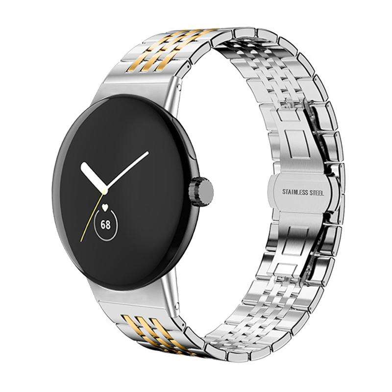 For Google Pixel Watch 3 45mm 22mm xDfind Seven-bead Solid Stainless Steel Watch Band(Silver)
