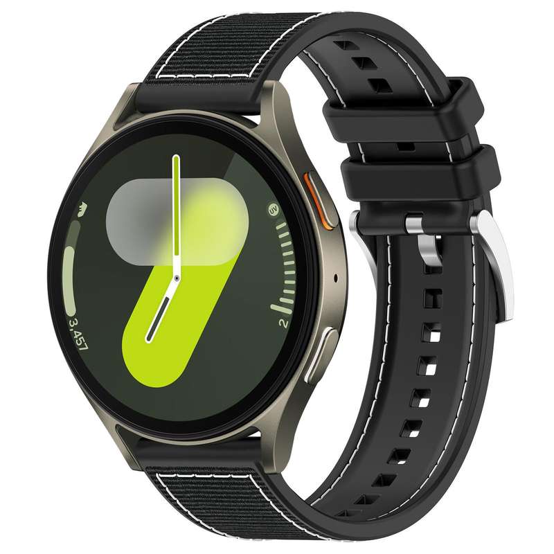 For Samsung Galaxy Watch 7 / 6 / 5 / FE 20mm xDfind Hybrid Nylon Braid Silicone Watch Band(Midnight
