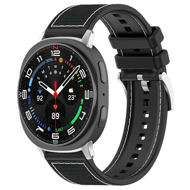 For Samsung Galaxy Watch Ultra 47mm 22mm xDfind Hybrid Nylon Braid Silicone Watch Band(Green)