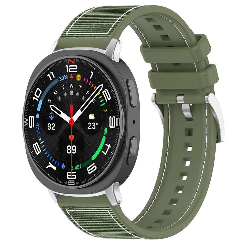 For Samsung Galaxy Watch Ultra 47mm 22mm xDfind Hybrid Nylon Braid Silicone Watch Band(Green)