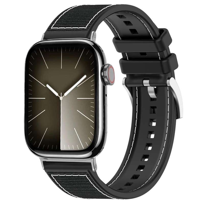 For Apple Watch 38 / 40 / 41 / S10 42mm 20mm xDfind Hybrid Nylon Braid Silicone Watch Band(Midnight