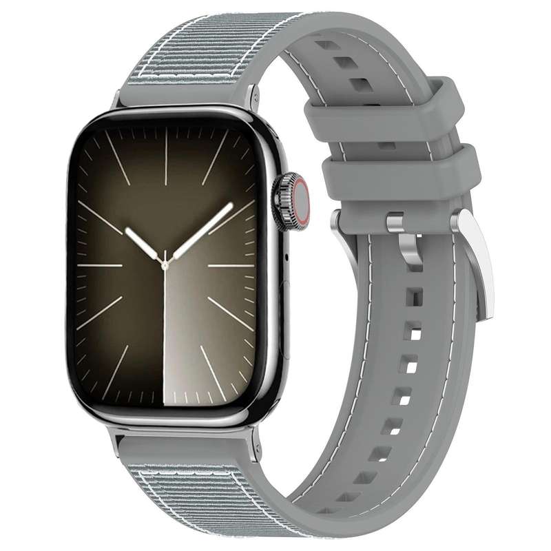 For Apple Watch 38 / 40 / 41 / S10 42mm 20mm xDfind Hybrid Nylon Braid Silicone Watch Band(Midnight