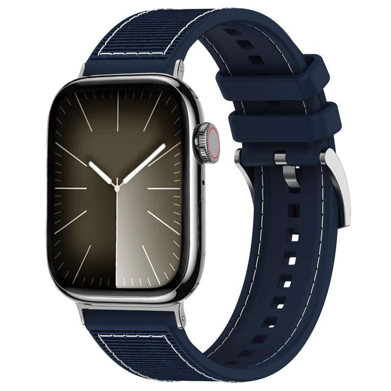 For Apple Watch 38 / 40 / 41 / S10 42mm 20mm xDfind Hybrid Nylon Braid Silicone Watch Band(Midnight