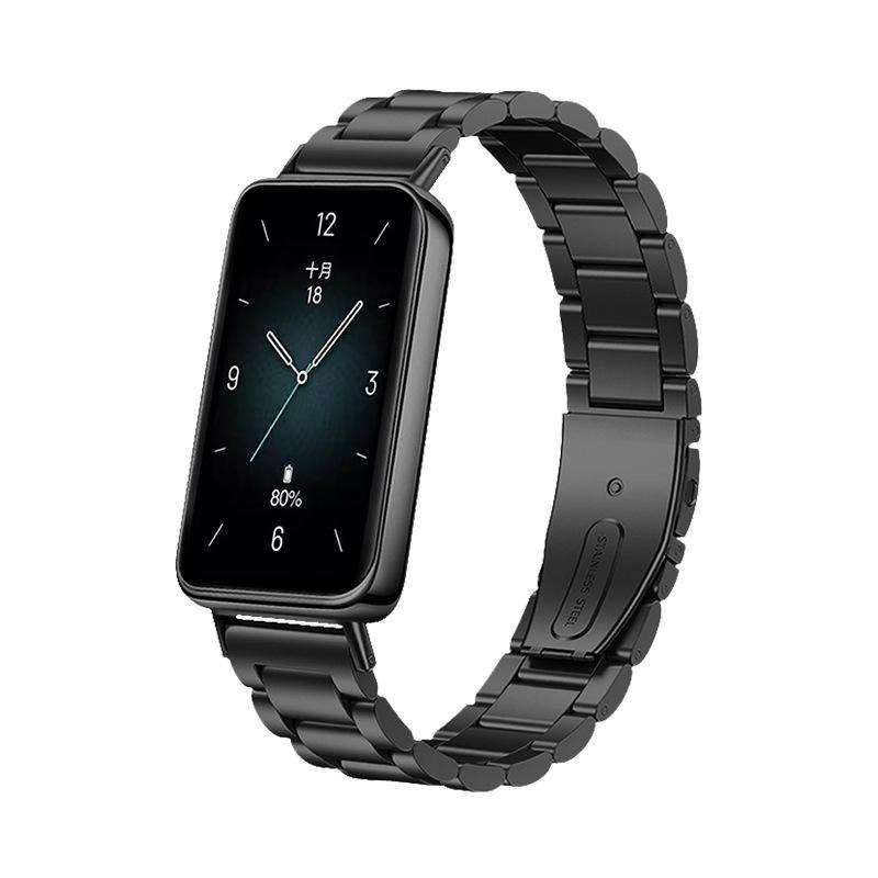 For Honor Band 9 Tri-beads Flat Buckle Titanium Alloy Watch Band(Silver)