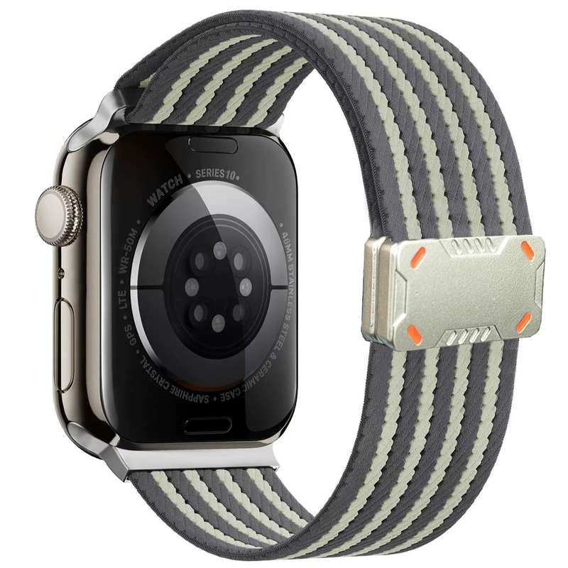 For Apple Watch 46mm / 49mm / 45mm / 44mm Mecha Armor Magnetic Buckle Nylon Watch Band(Brown)