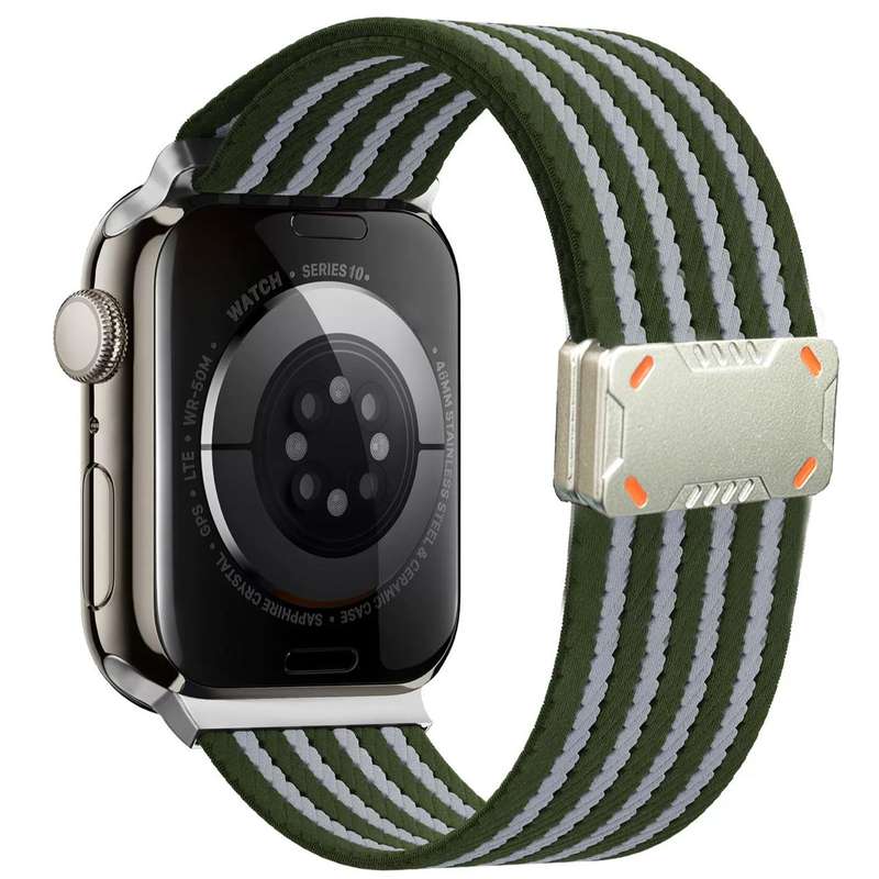 For Apple Watch 46mm / 49mm / 45mm / 44mm Mecha Armor Magnetic Buckle Nylon Watch Band(Brown)