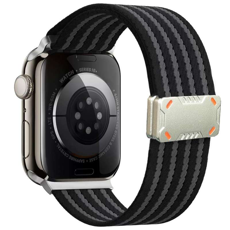 For Apple Watch 42mm / 41mm / 40mm / 38mm Mecha Armor Magnetic Buckle Nylon Watch Band(Brown)