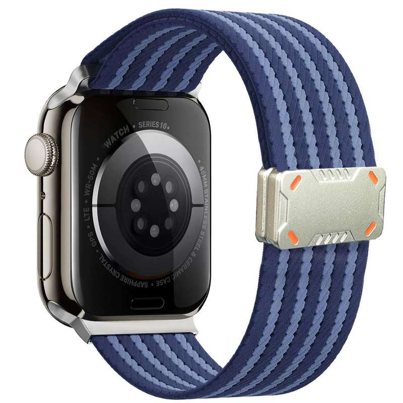For Apple Watch 42mm / 41mm / 40mm / 38mm Mecha Armor Magnetic Buckle Nylon Watch Band(Brown)
