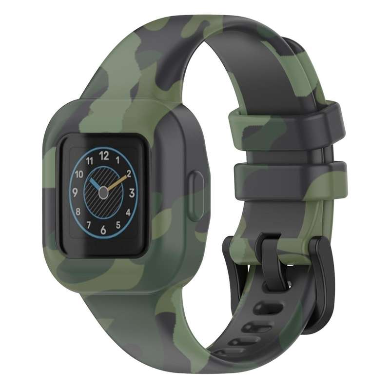 For GarminFit JR3 / Garmin Vivofit JR 3 xDfind Steel Buckle Printed Silicone Watch Band(Camouflage G