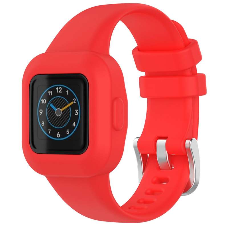 For GarminFit JR3 / Garmin Vivofit JR 3 xDfind Silver Steel Buckle Solid Color Silicone Watch Band(D