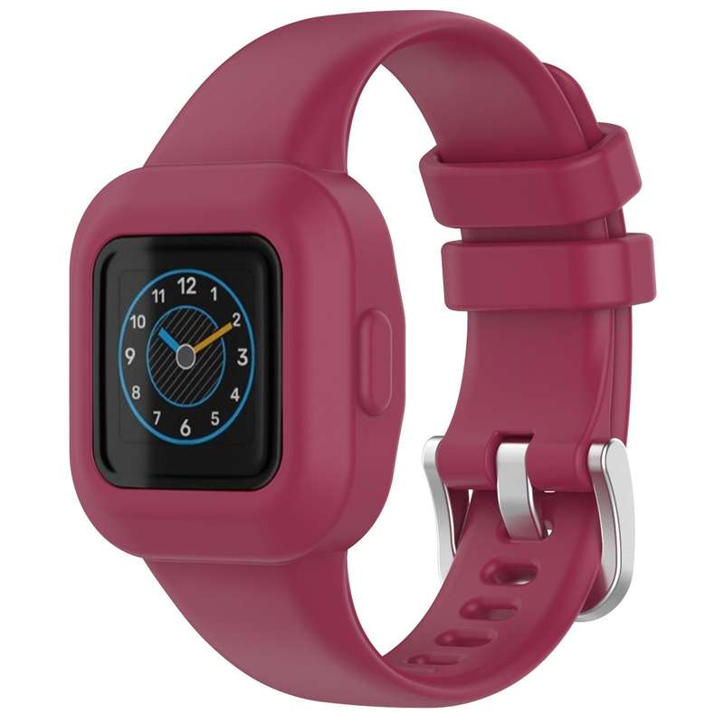 For GarminFit JR3 / Garmin Vivofit JR 3 xDfind Silver Steel Buckle Solid Color Silicone Watch Band(D