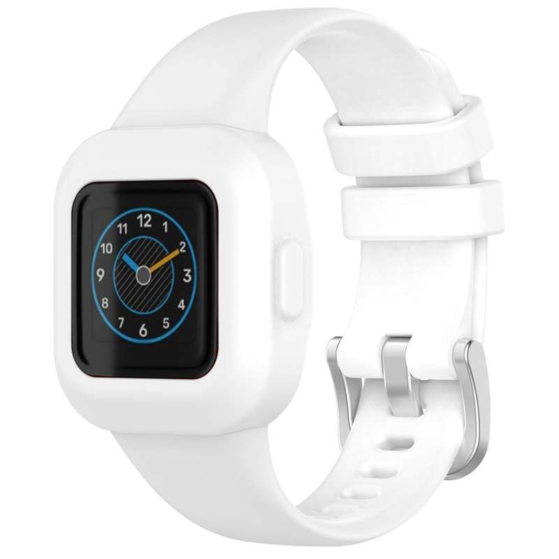 For GarminFit JR3 / Garmin Vivofit JR 3 xDfind Silver Steel Buckle Solid Color Silicone Watch Band(D