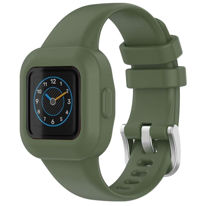 For GarminFit JR3 / Garmin Vivofit JR 3 xDfind Silver Steel Buckle Solid Color Silicone Watch Band(D