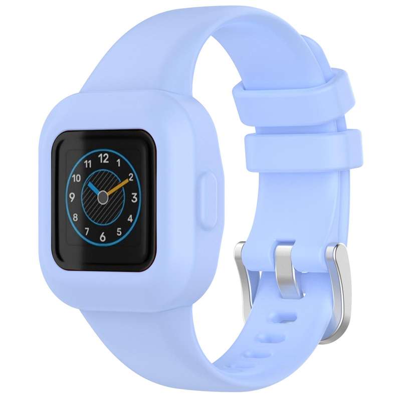 For GarminFit JR3 / Garmin Vivofit JR 3 xDfind Silver Steel Buckle Solid Color Silicone Watch Band(D