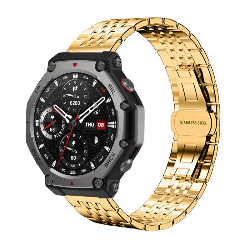 For Amazfit T-Rex 3 22mm xDfind Seven-bead Solid Stainless Steel Watch Band(Silver)
