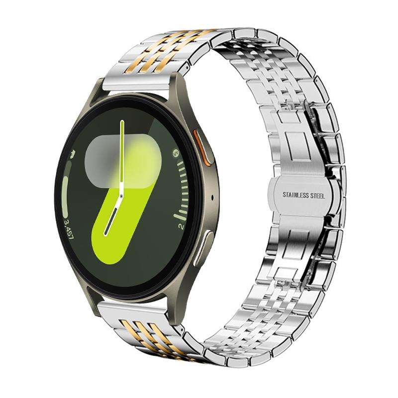 For Samsung Galaxy Watch 7 / 6 / 5 / FE 20mm xDfind Seven-bead Solid Stainless Steel Watch Band(Silv