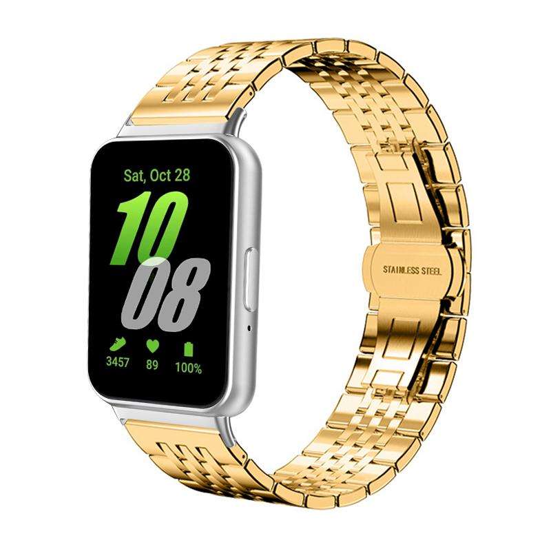 For Samsung Galaxy Fit3 SM-R390 18mm xDfind Seven-bead Solid Stainless Steel Watch Band(Silver)