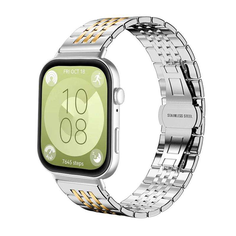 For Huawei Watch Fit4 / Fit3 / Fit4 Pro 20mm xDfind Seven-bead Solid Stainless Steel Watch Band(Silv