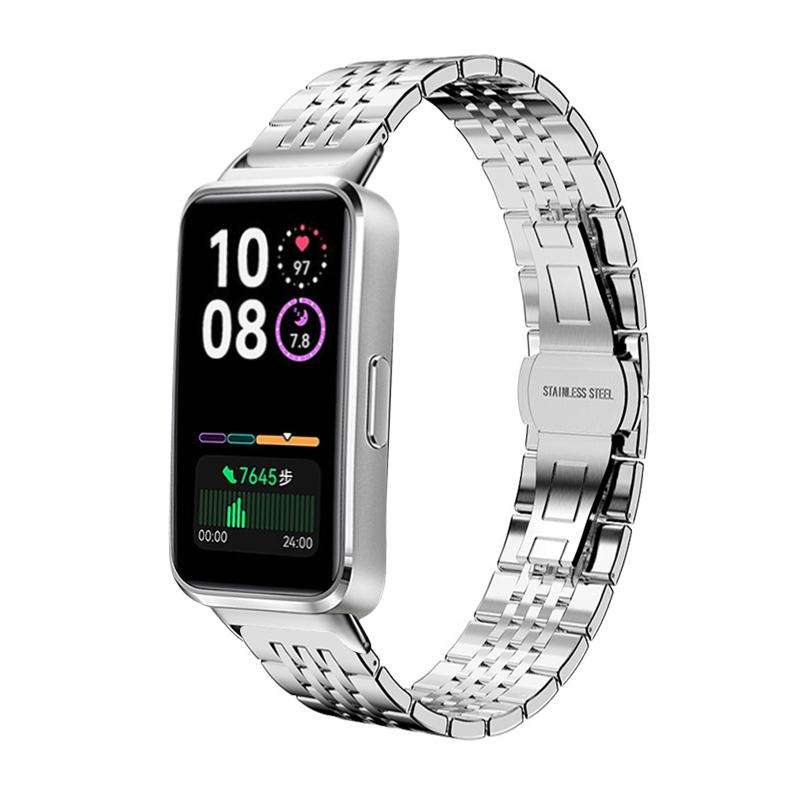 For Huawei Band 10 / 9 / 8 14mm xDfind Seven-bead Solid Stainless Steel Watch Band(Silver)