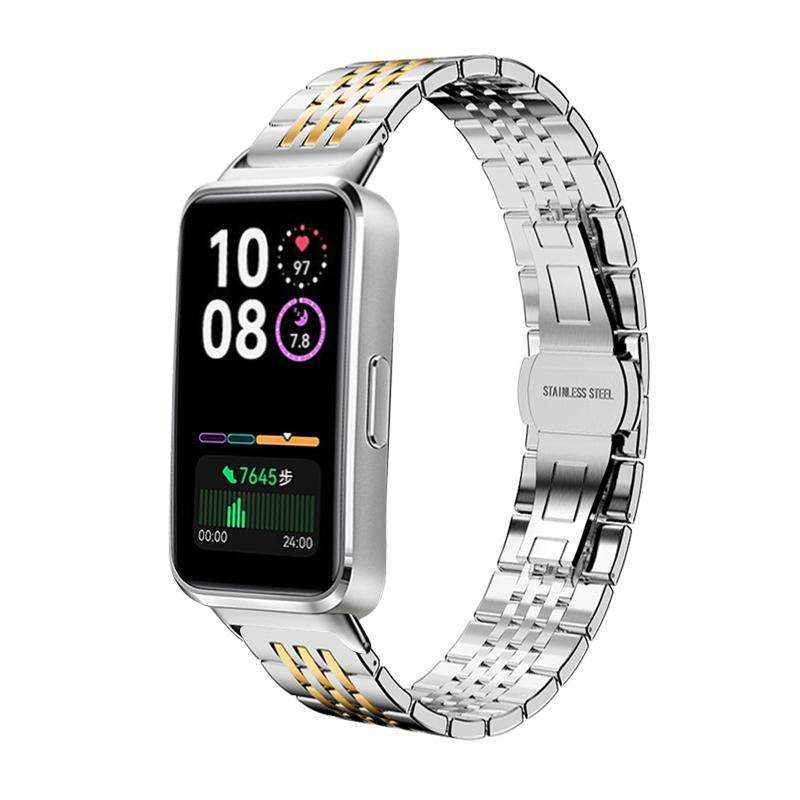 For Huawei Band 10 / 9 / 8 14mm xDfind Seven-bead Solid Stainless Steel Watch Band(Silver)