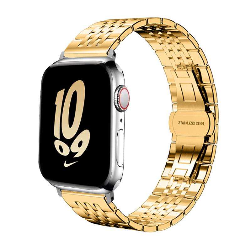 For Apple Watch 42 / 44 / 45 / 46 / 49mm 22mm xDfind Seven-bead Solid Stainless Steel Watch Band(Sil