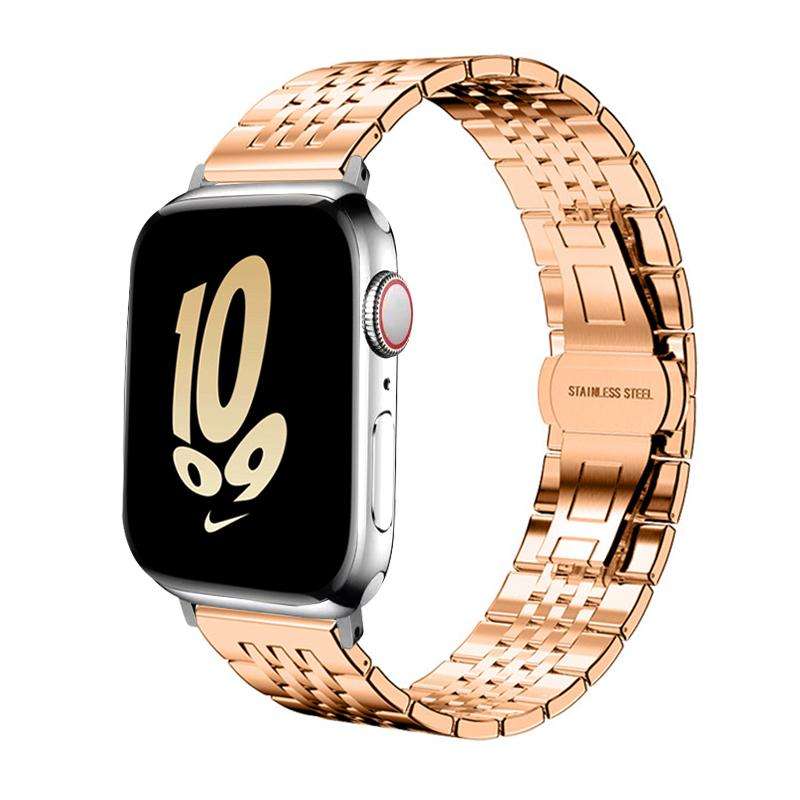 For Apple Watch 42 / 44 / 45 / 46 / 49mm 22mm xDfind Seven-bead Solid Stainless Steel Watch Band(Sil