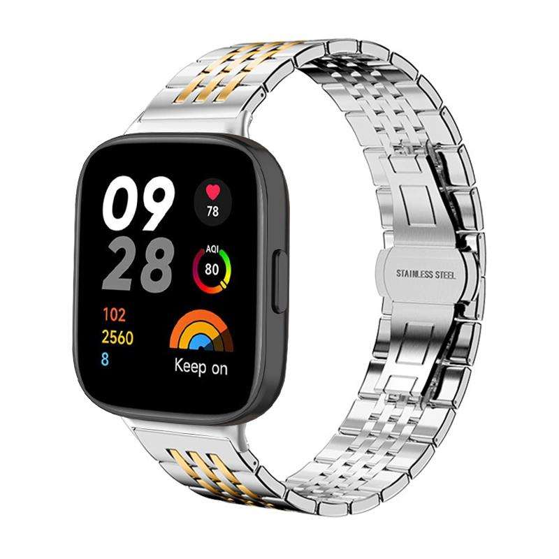 For Redmi Watch 3 20mm xDfind Seven-bead Solid Stainless Steel Watch Band(Silver)