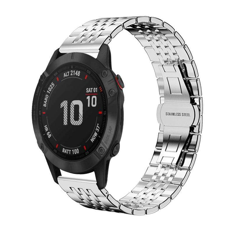 For Garmin Fenix 8/7X/6X/5X 26mm 22mm xDfind Seven-bead Solid Stainless Steel Watch Band(Silver)