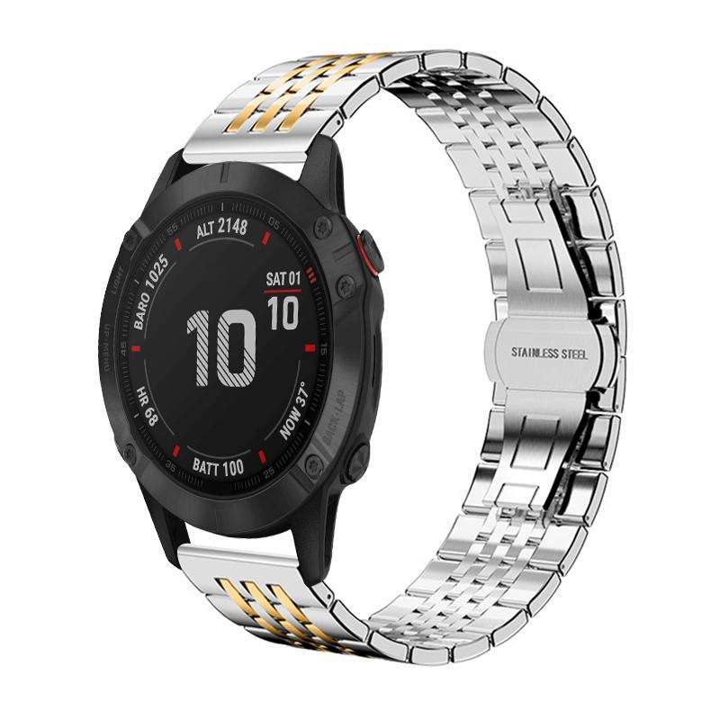 For Garmin Fenix 8/7X/6X/5X 26mm 22mm xDfind Seven-bead Solid Stainless Steel Watch Band(Silver)
