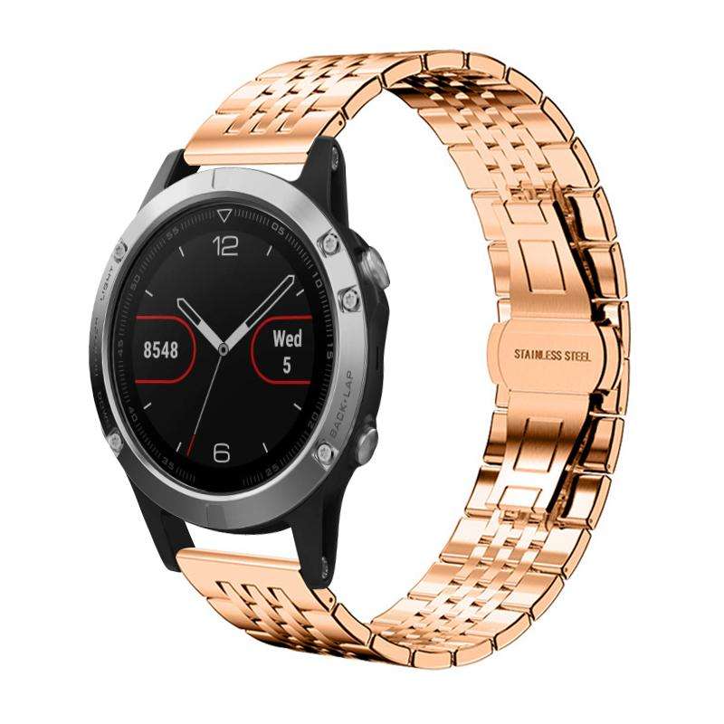 For Garmin Fenix 8/7/6/5 22mm 20mm xDfind Seven-bead Solid Stainless Steel Watch Band(Silver)