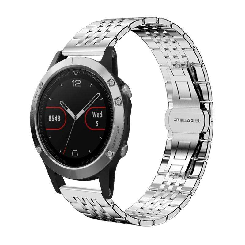 For Garmin Fenix 8/7/6/5 22mm 20mm xDfind Seven-bead Solid Stainless Steel Watch Band(Silver)