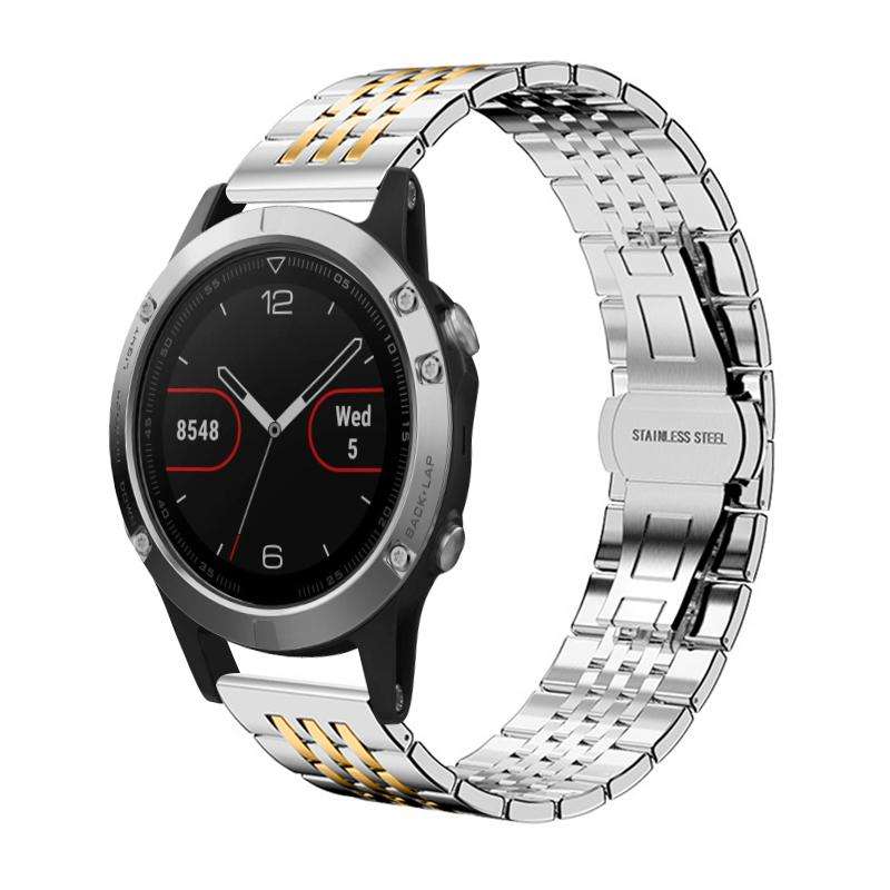 For Garmin Fenix 8/7/6/5 22mm 20mm xDfind Seven-bead Solid Stainless Steel Watch Band(Silver)