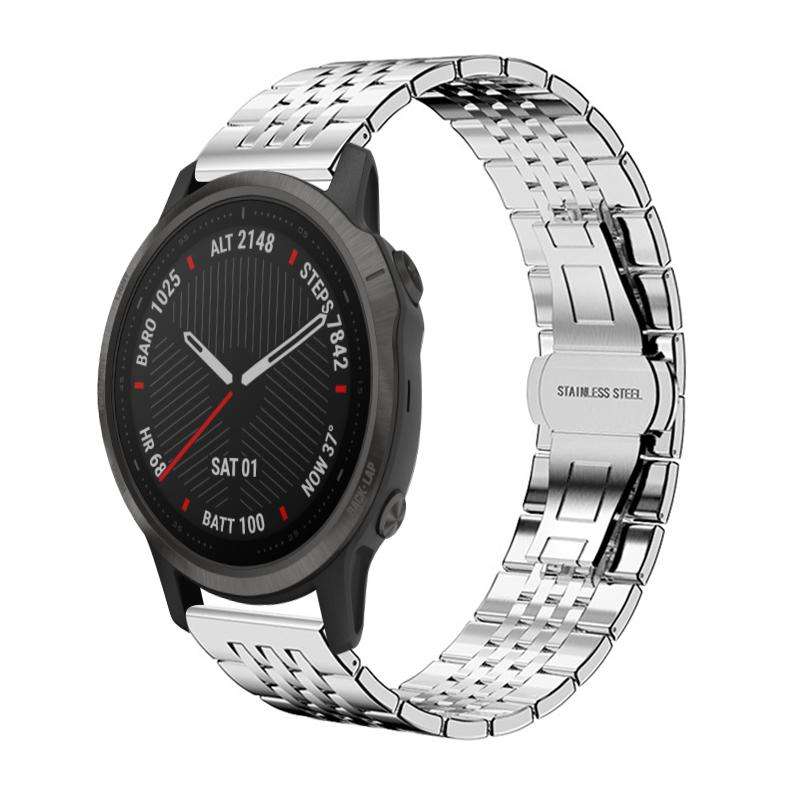 For Garmin Fenix 8/7S/6S/5S 20mm 18mm xDfind Seven-bead Solid Stainless Steel Watch Band(Silver)