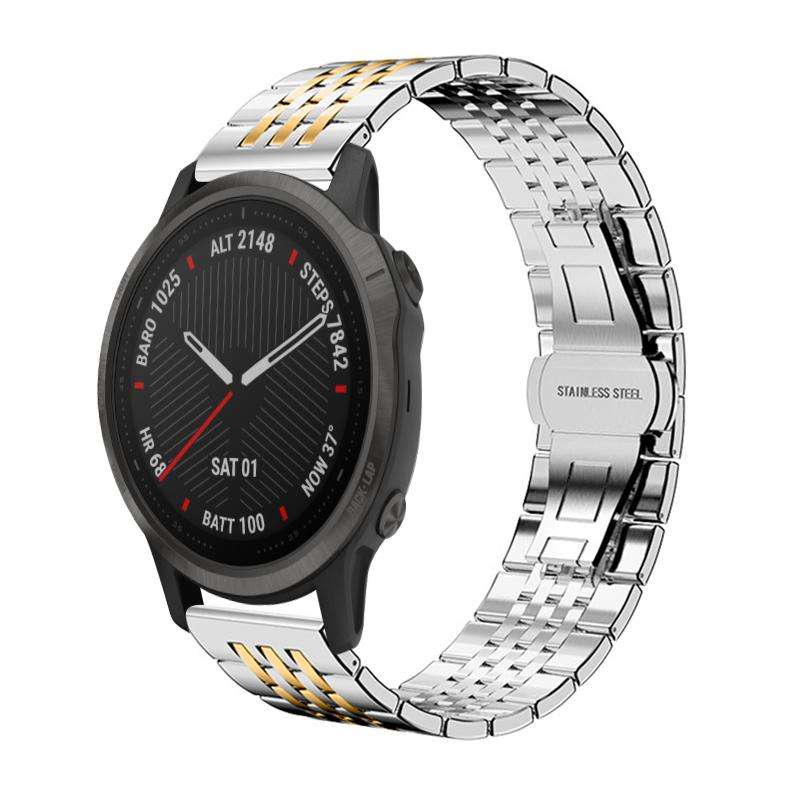 For Garmin Fenix 8/7S/6S/5S 20mm 18mm xDfind Seven-bead Solid Stainless Steel Watch Band(Silver)