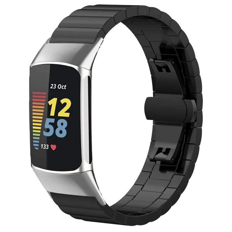For Fitbit Charge 6 / 5 18mm xDfind One-bead Bamboo Solid Stainless Steel Watch Band(Silver)