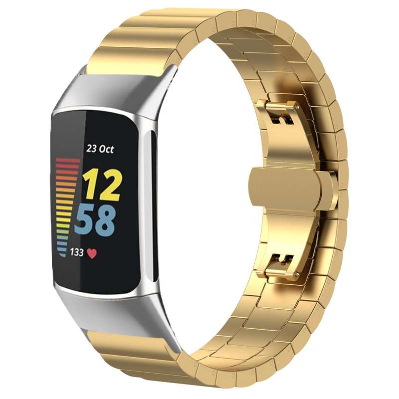 For Fitbit Charge 6 / 5 18mm xDfind One-bead Bamboo Solid Stainless Steel Watch Band(Silver)