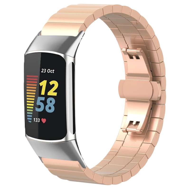 For Fitbit Charge 6 / 5 18mm xDfind One-bead Bamboo Solid Stainless Steel Watch Band(Silver)
