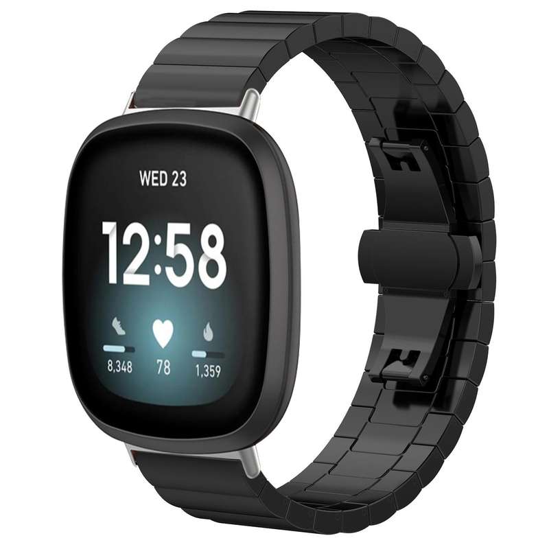 For Fitbit Versa 4 / 3 / Sense2 / 1 20mm xDfind One-bead Bamboo Solid Stainless Steel Watch Band(Sil