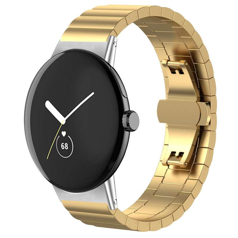 For Google Pixel Watch 3 / 2 / 1 41mm 20mm xDfind One-bead Bamboo Solid Stainless Steel Watch Band(S