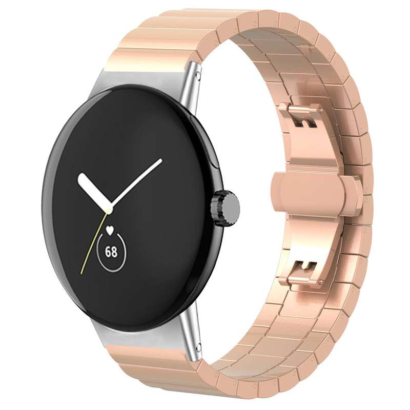 For Google Pixel Watch 3 / 2 / 1 41mm 20mm xDfind One-bead Bamboo Solid Stainless Steel Watch Band(S